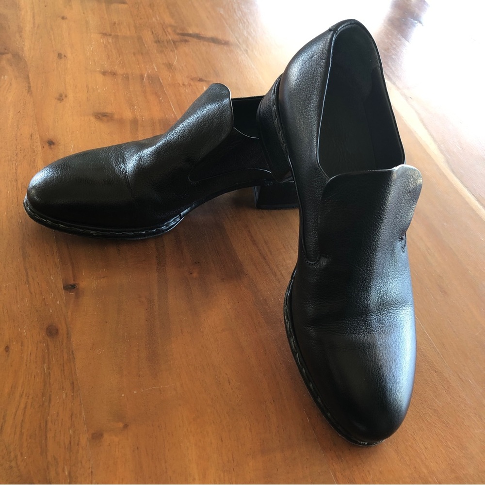 Rare Measponte Italian Hand Made Black Leather Shoes Sz 37.5 - EUC